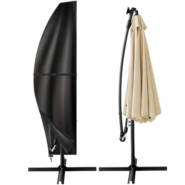 12 ft. Patio Umbrella Cover 420 D Oxford Fabric Waterproof UV-Resistant Windproof for Cantilever Parasol Black