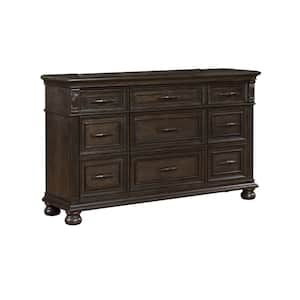 Brown and Bronze 9-Drawer 66 in. W Dresser without Mirror