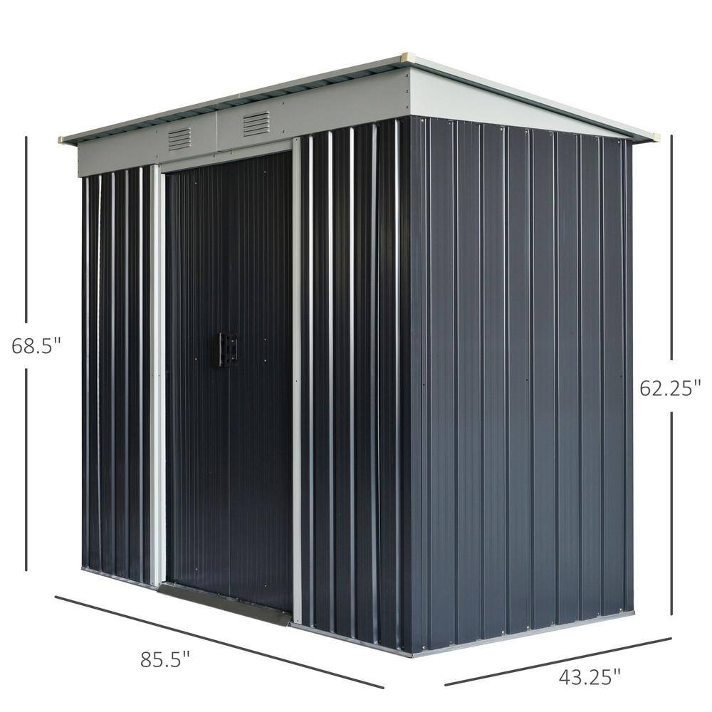 Gray and White Medium Metal Lean-to Storage Shed with Windows