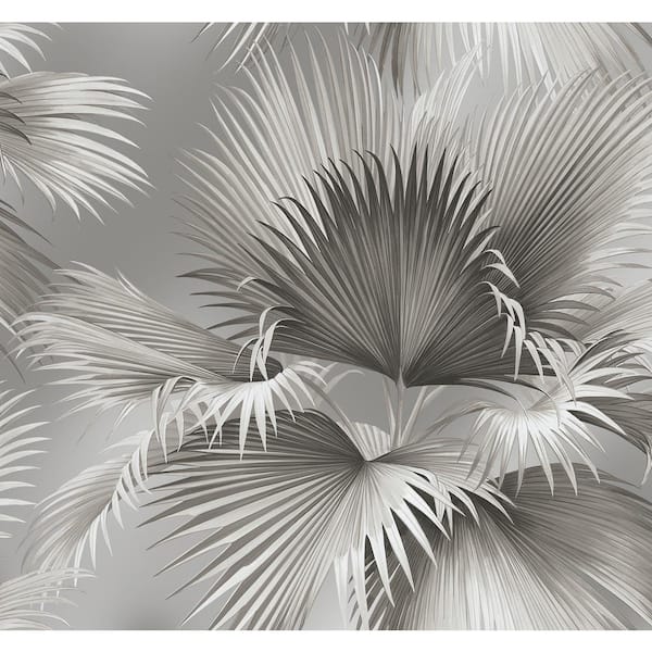 A-Street Prints Summer Palm Platinum Tropical Wallpaper Sample