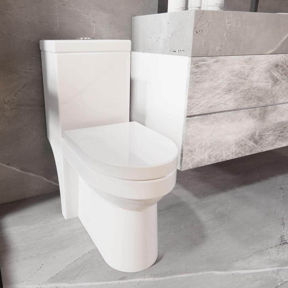 Glossy White Ceramic Dual Flush Elongated Toilet