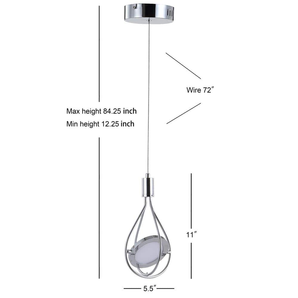 Orion 5.5" Polished Chrome Adjustable Modern LED Pendant