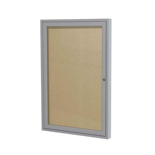 ghent 1-Door Enclosed 36 in. x 24 in. Bulletin Board, Vinyl, Caramel, 1-Pack