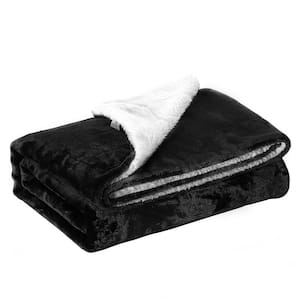 Black Microfiber Twin Sherpa Blanket