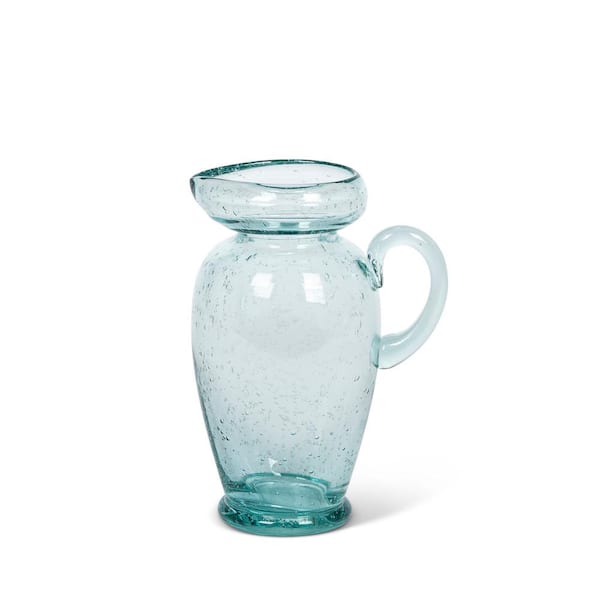 Lone Elm Studios 9 in. Tall Blue with Handle Glass Bistro Vase