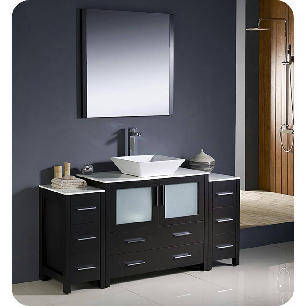 Espresso Engineered Wood 60" Freestanding Modern Vanity Base