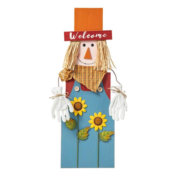 Glitzhome 29.5 in. H Fall Wood Scarecrow Porch Decor