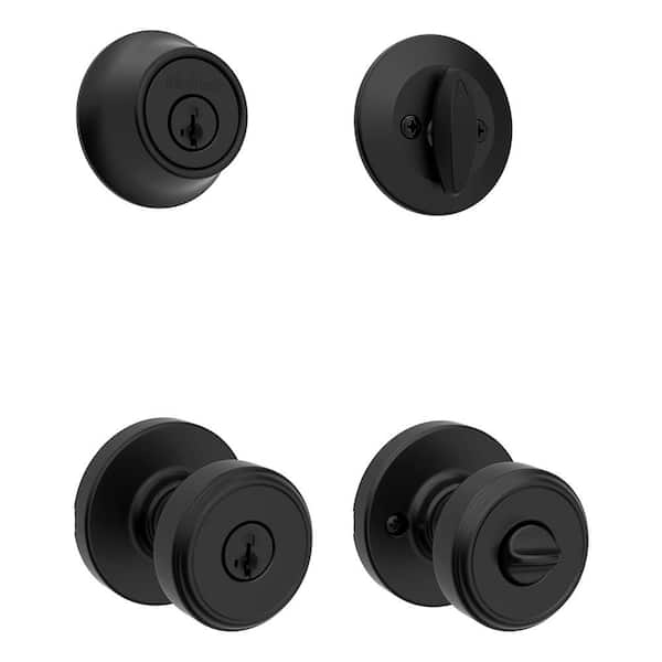 Maven Matte Black Keyed Entry Round Doorknob Project Pack featuring SmartKey Security