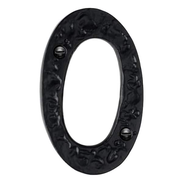 Mascot Hardware Hammered 4 in. Black House Number 0