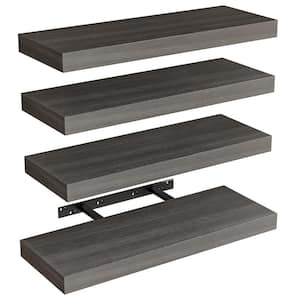 15.8 in. W x 5.5 in. D Grey Solid Wood Decorative Wall Shelf, (Set of 4)