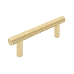 Hearst Collection 3 3/4 in. (96 mm) Textured Satin Brass Knurled Cabinet Bar Pull