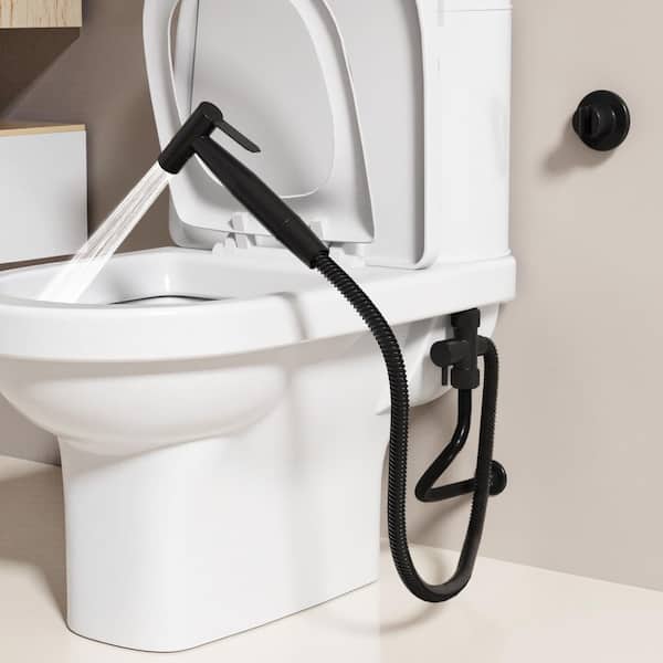 Single-Handle Bidet Faucet with Bidet Sprayer Easy-to-Install Bidet Attachment for Toilet in Black