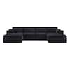 Nestfair 142 in. W Fully Compressed U-Shaped Corduroy Modular Sectional Sofa in. Black with Ottomans and No Assembly CSSGT728B