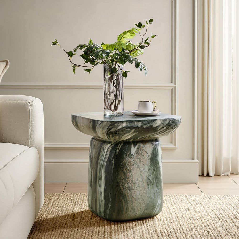 Alvarina 17.75 in. Beige Rectangle Concrete End Table - thumbnail 2