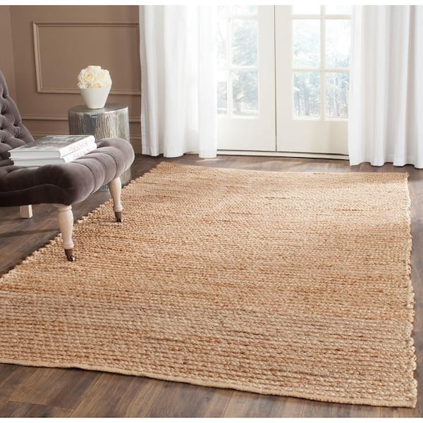 Cape Cod Natural 6 ft. x 6 ft. Square Solid Striped Area Rug