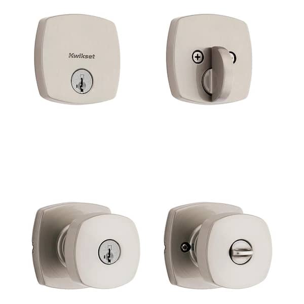 Kwikset Arroyo Keyed Entry Knob and Single Cylinder Deadbolt Combo Pack featuring SmartKey Security in Satin Nickel