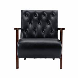 Black PU Leather Barrel Chair for Living Room
