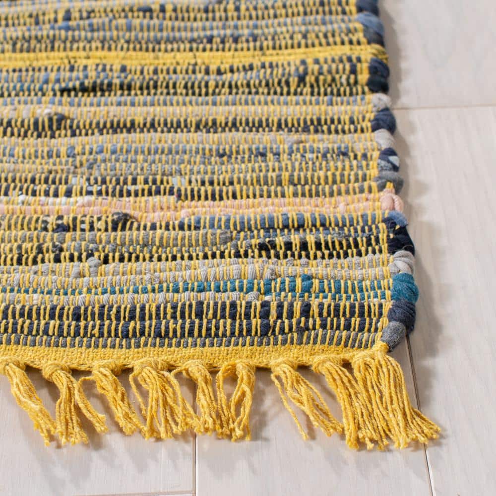Handwoven Boho Chic Stripe Rug - 2' x 3', Yellow & Multi, Wool-Cotton Blend