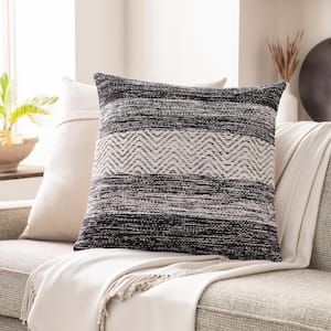 Kirilrad Black Hand Woven Polyester Fill 22 in. x 22 in. Decorative Pillow