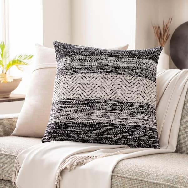 Artistic Weavers Kirilrad Black Hand Woven Polyester Fill 22 in. x 22 in. Decorative Pillow