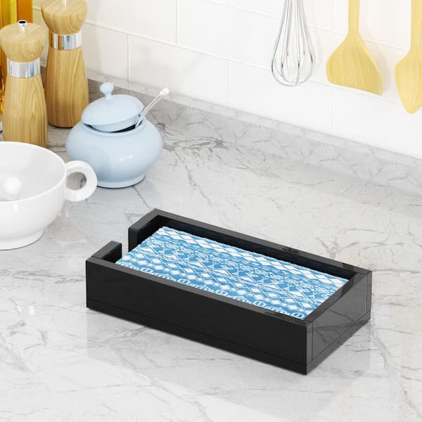 Acrylic Napkin Holder for Bathroom, Hand Towel Tray for Kitchen, Parties, Weddings, Black