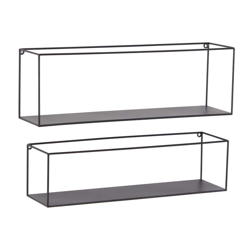 CosmoLiving by Cosmopolitan Black 2 Shelves Metal Wall Shelf (Set of 2 ...