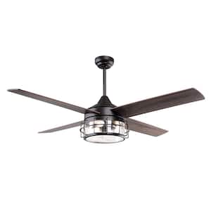 52 in. Oil Rubbed Bronze Downrod Mount Chandelier Ceiling Fan with Light and Remote Control