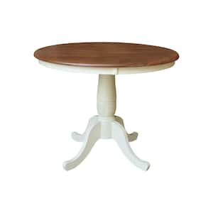 Laurel Hickory/Shell Solid Wood 36 in. Round Pedestal Dining Table Seats 4