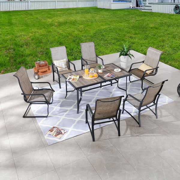 Patio Festival 7-Piece Metal Rectangular Outdoor Dining Set PF19106X2 ...