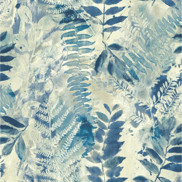 SURFACE STYLE Fern Memory Botanical Azure Vinyl Peel and Stick Wallpaper Roll (Covers 30.75 sq. ft.)