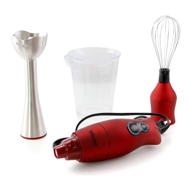 OVENTE Ultra-Stick 2-Speed Red Hand Immersion Blender Set with  Whisk+Beaker+Chopper HS565R - The Home Depot