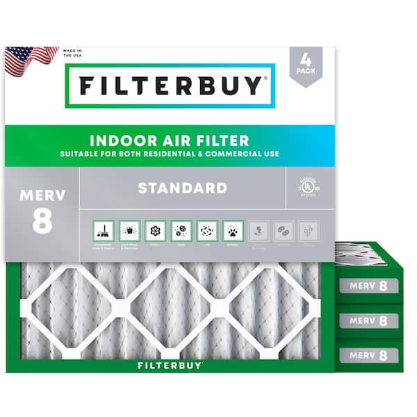 20 in. x 20 in. x 2 in. MERV 8 (FPR 5) Dust Defense Pleated HVAC AC Furnace Air Filters Replacement (4-Pack)