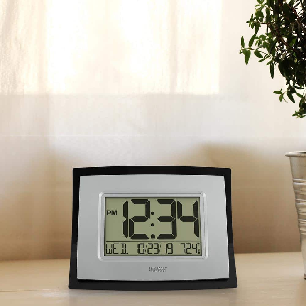 8.7" Black and Silver Digital Indoor Wall Clock