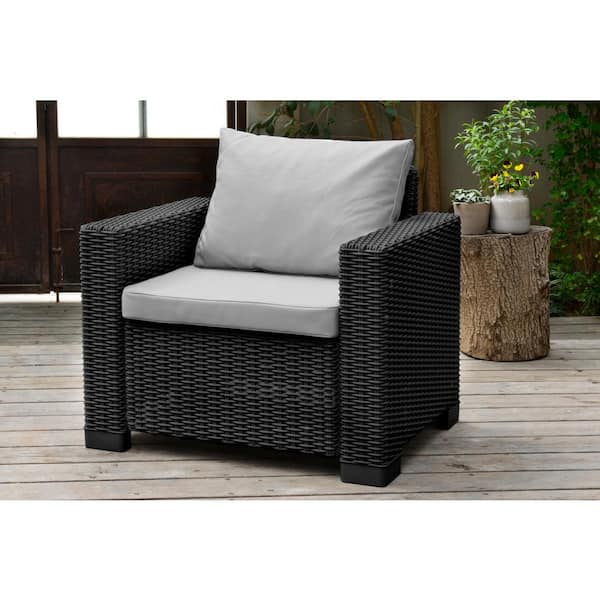 Customer Reviews For Keter California Graphite Plastic Wicker Outdoor Lounge Chair With Cool Grey Cushions - Allibert Garden Furniture Reviews