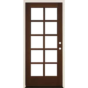 36 in. x 80 in. French LH Full Lite Clear Glass Provincial Stain Douglas Fir Prehung Front Door