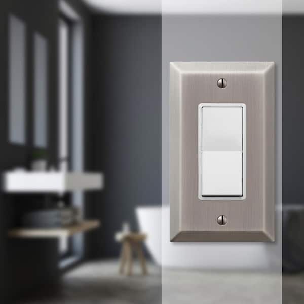 Metallic 1 Gang Rocker Steel Wall Plate - Antique Nickel