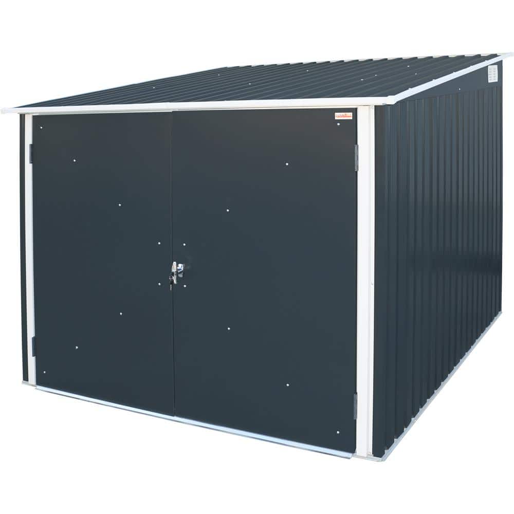 Anthracite and White Medium Metal Bicycle Storage Shed