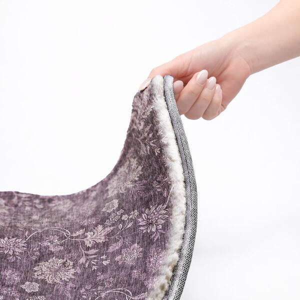 Dream Shag Premium Machine Washable Abstract ADS680 Plum 2 ft. x 7 ft. Runner Rug