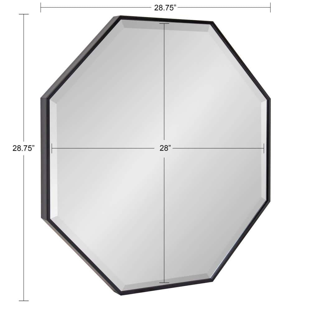 Rhodes Black Octagon Wall Mirror with Wood Frame
