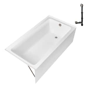 GA-307-16-BNK 66 in. x 34 in. Acrylic Soaking Alcove Bathtub in Glossy White with Right-Hand Drain in Brushed Nickel