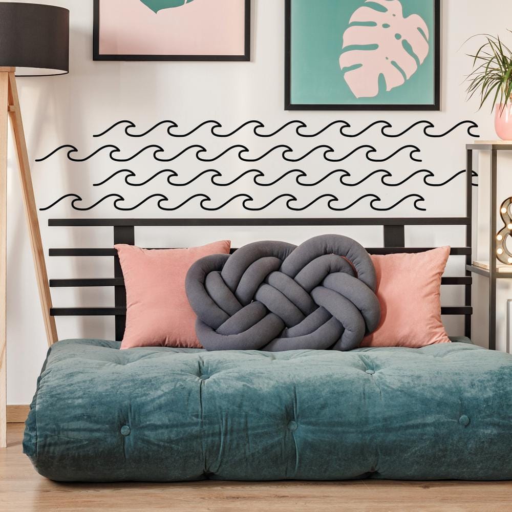 Black Geometric Waves Peel and Stick Wall Decals