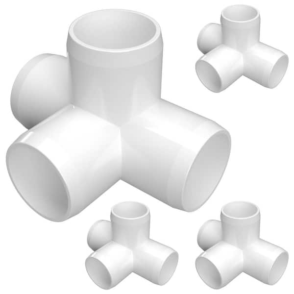 Formufit 1 in. Furniture Grade PVC 4-Way Tee in White (4-Pack)