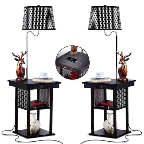 Madison 56 Classic Black Mid-Century Modern LED Bedside Table