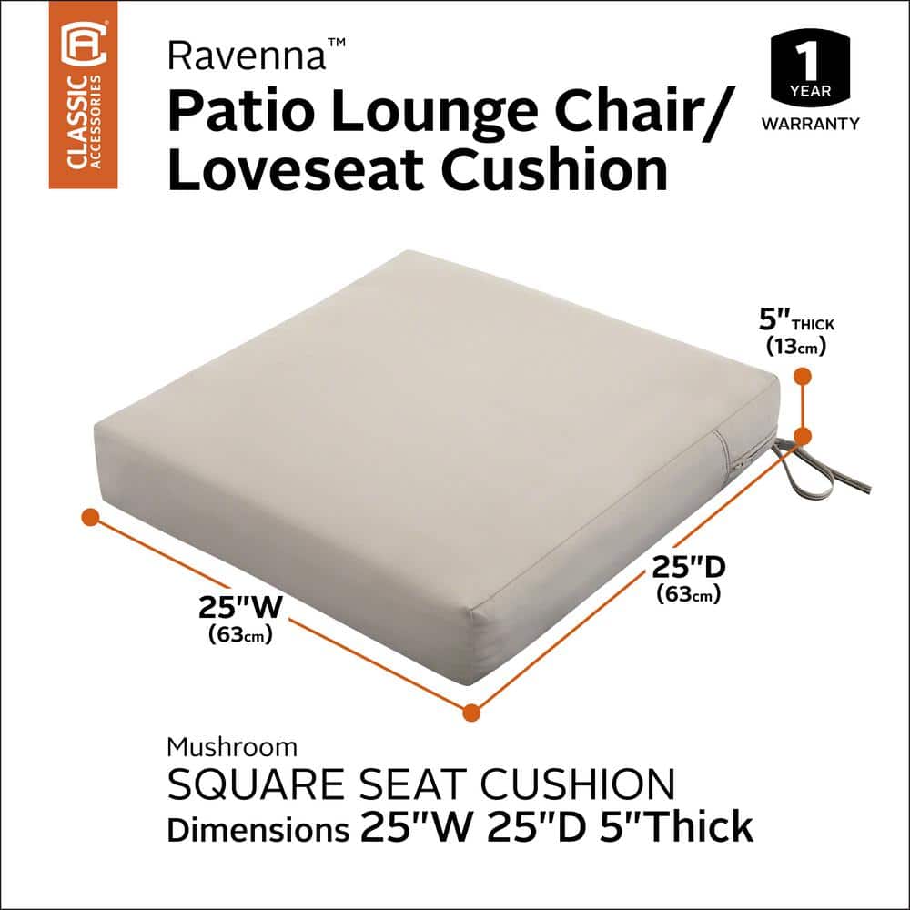 Ravenna Mushroom Water-Resistant Outdoor Patio Seat Cushion