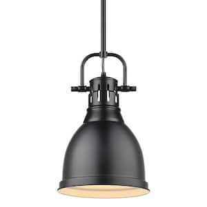 Duncan 1-Light Black Pendant and Rod with Matte Black Shade