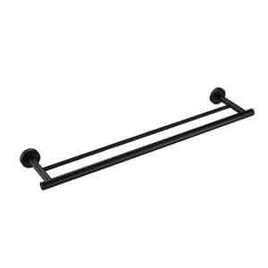 23.6 in. Wall Mounted Towel Bar, Modern Style Stainless Steel Bathroom Towel Holder in Matte Black