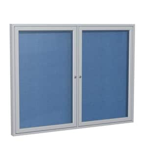 4 x 5 ft.  Vinyl Enclosed Bulletin Board, 2 Door, Satin Aluminum Frame, Ocean