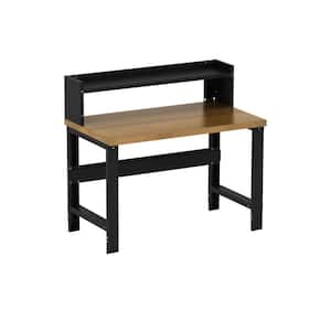 30 in. x 48 in. Heavy-Duty Adjustable Height Commercial Grade Work Bench with Solid Hardwood Top and Ledge Shelf