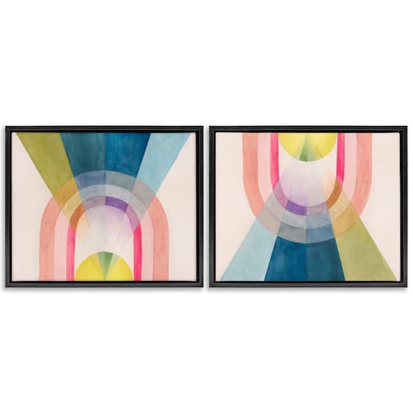 Stupell Industries Retro Pastel Structured Shapes by Grace Popp 2-Pieces Black Floater Frame Abstract Graphic Art Print 25 in. x 31 in.