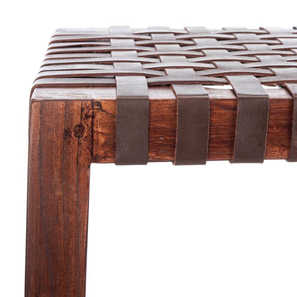 Capri 20'' Transitional Backless Brown Leather Wood Counter Stool
